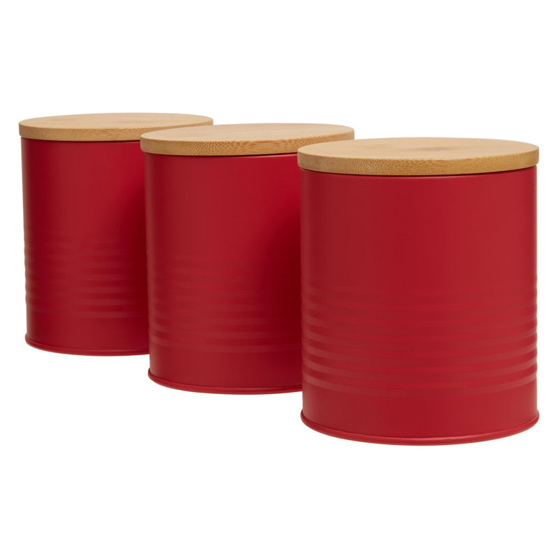 Alton Metal Jar - Set of 3, Red