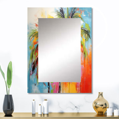 Popart Palm Trees I - miroir décoratif Palms, miroir mural traditionnel, impression d'art en métal