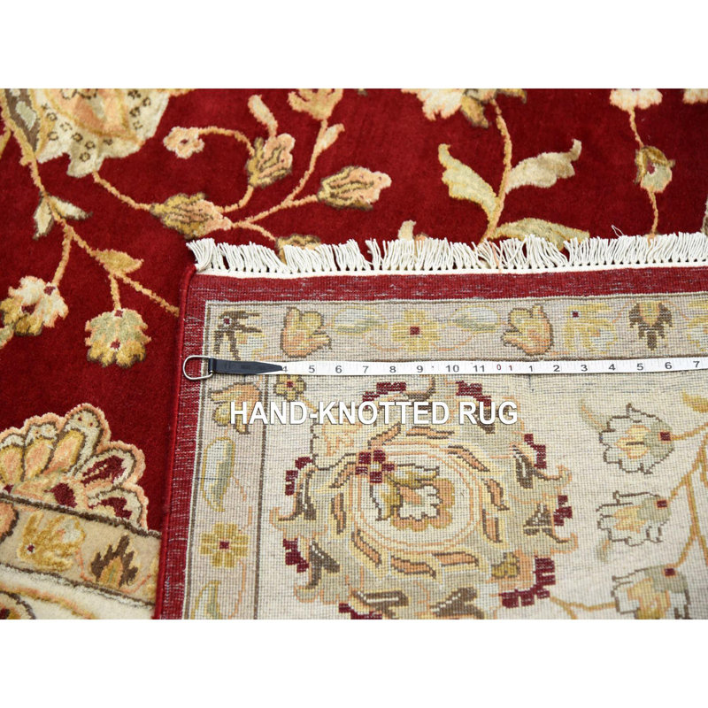 9'x12' Burgundy Red Rajasthan Design Wool and Silk Hand Knotted Rug E681F20809864374B4920B6AE031A140