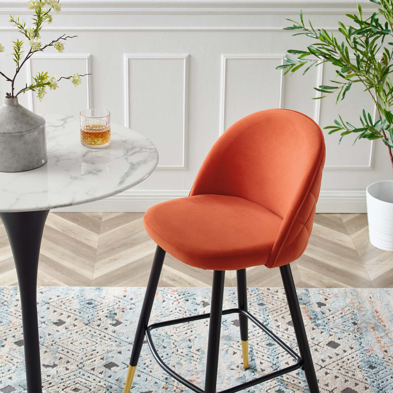 Ensemble de 2 tabourets de bar en velours Cordial Performance, Orange