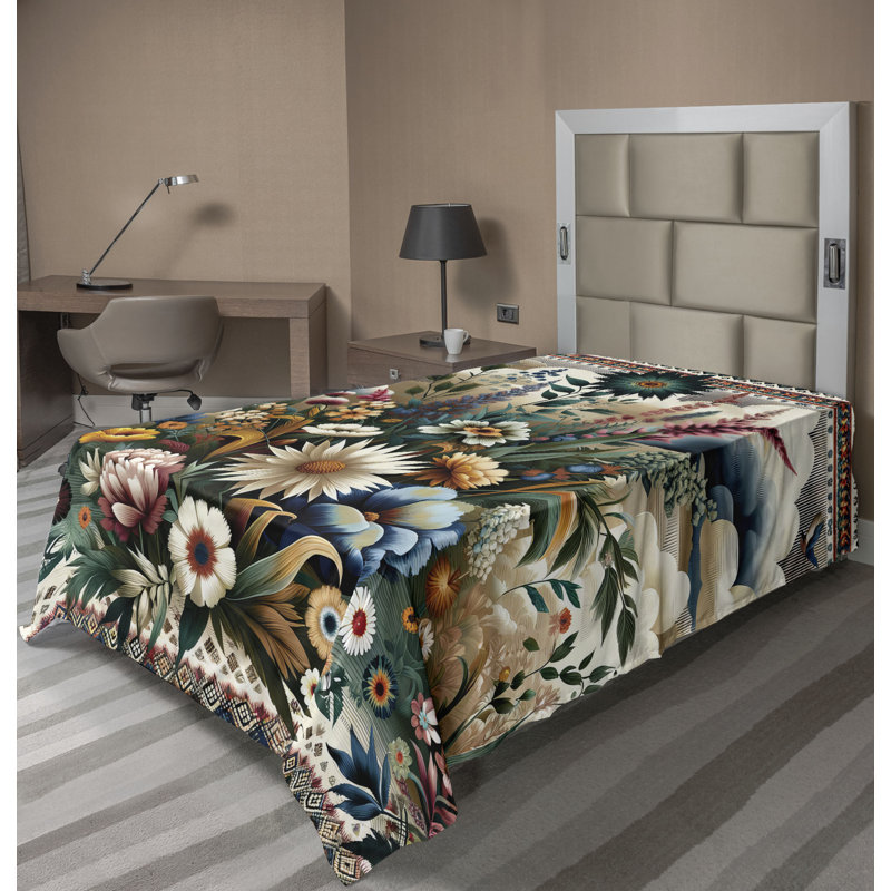 Polyester Floral Flat Sheet, Twin Extra Long Flat Sheet