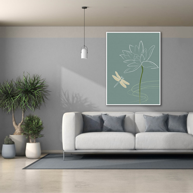«Japanese Art Style Dessin Libellule et la fleur» par Sabrina Balbuena, 40 po x 54 po, H 54 po x l 40 po
