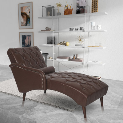 Indoor PU Button Tufted Chaise Lounge