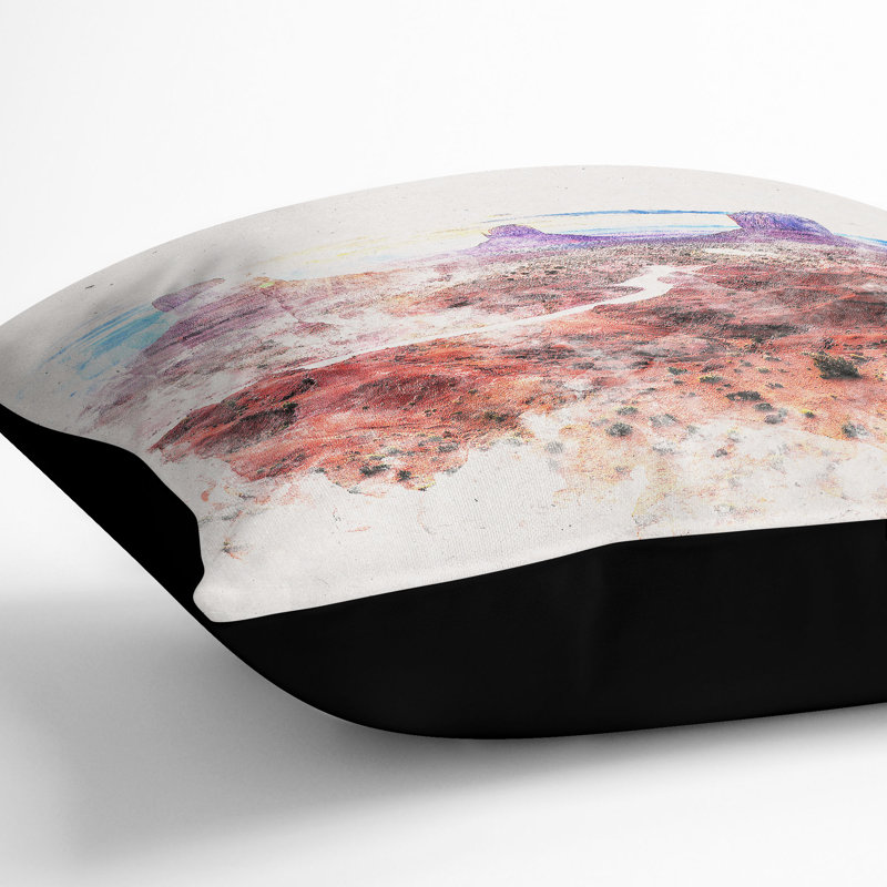 Monument Valley Watercolour Cushion with Filling, Black, 40cm H x 40cm W x 15cm D