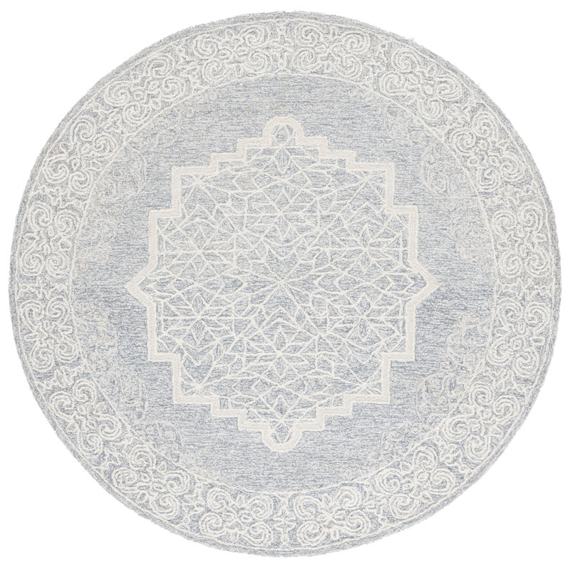 Abstract Hand Tufted Wool With Cotton Cloth Backing Oriental Rug, Round 6'