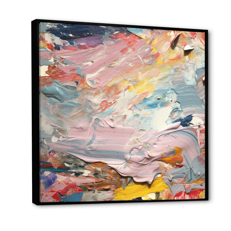 «Summer Pastel Groove Abstract Expressionism», reproduction d'art abstrait, Cadre flottant noir, H 36 po x l 36 po x P 1,5 po