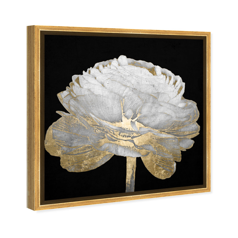 «Gold and Light Floral II Rose», impression sur toile tendue, H 12 po x l 12 po, Cadre doré