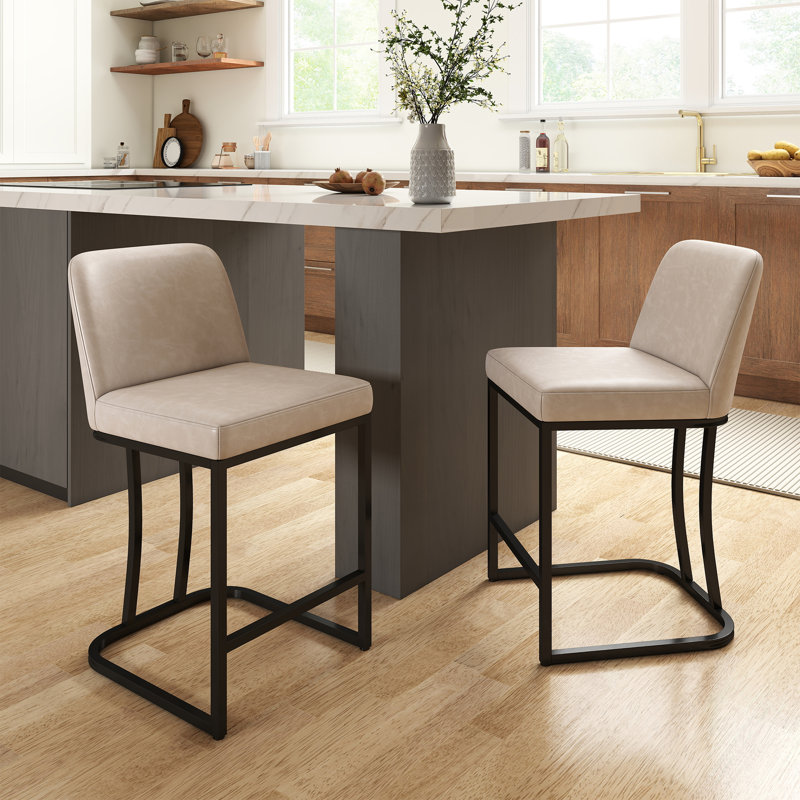 Tabouret de comptoir rembourré 24 po, Gris clair