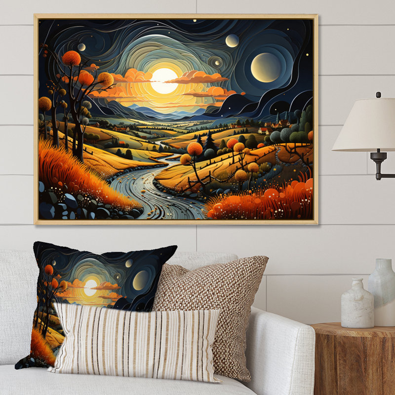 «Countryside Moody Skies III», reproduction sur toile, H 12 po x l 20 po x P 1 po, Cadre naturel flottant