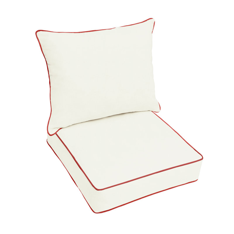 Sunbrella Outdoor Solid Corded Deep Seating Pillow and Cushion Set, Sunbrella - Canvas Natural, 30 in W x 27 in D x 5 in H