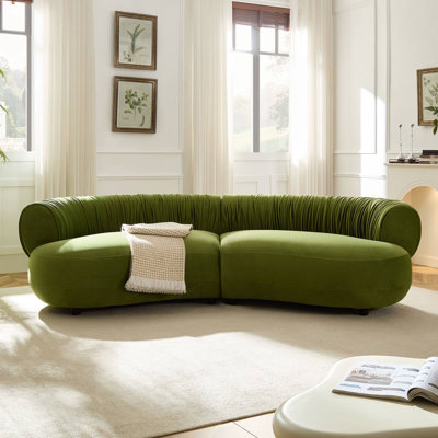 102.36" Modular Curved Oversized Polyester Sectional (Green-1)