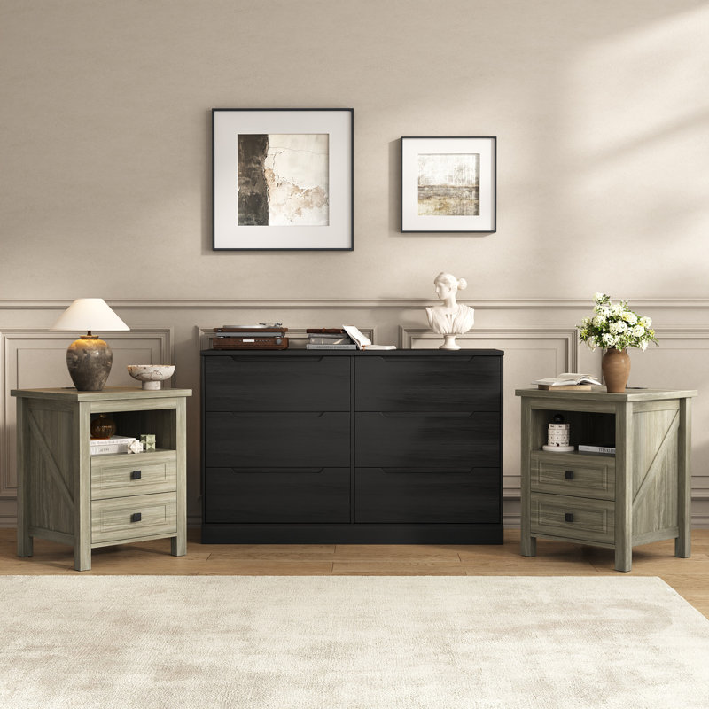 Ensemble de chambre à coucher Emy , Noir/gris