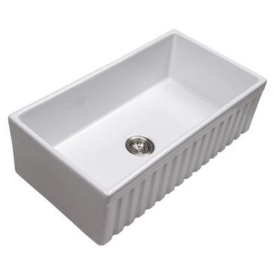 33 in. x 18 in. Fireclay Farmhouse Apron-Front Undermount Single Bowl Kitchen Sink