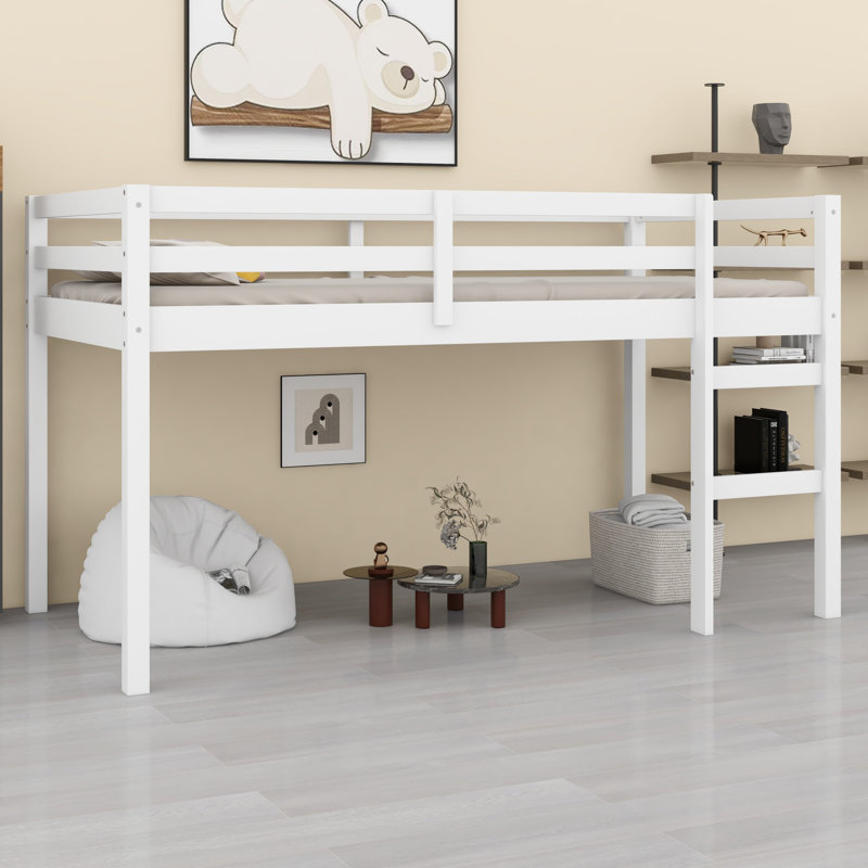 Lit mezzanine moderne avec échelle intégrée, Blanc