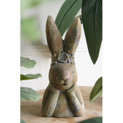 Figurine de lapin 6,7 x 5,9 x 15,2 po, oxyde de magnésium 6,7 x 5,9 x 15,2 po, 1 pièce, statue, bronze antique, or antique, vert antique, idéale pour les étagères, les bureaux ou les…