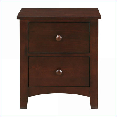 Modern Dark Oak 2-Drawer Nightstand – Pine Veneer &amp; MDF