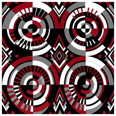Housses de couette circulaires noires et rouges