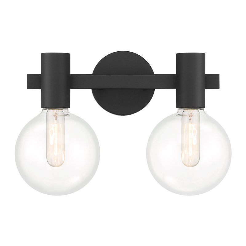  Éclairage pour meuble-lavabo de salle de bain 2 lumières Wright en noir mat, Noir mat
