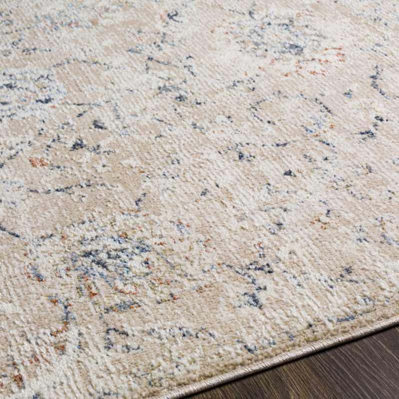 Tapis ivoire / bleu Ledger, Tapis de couloir 2 pi 5 po x 8 pi