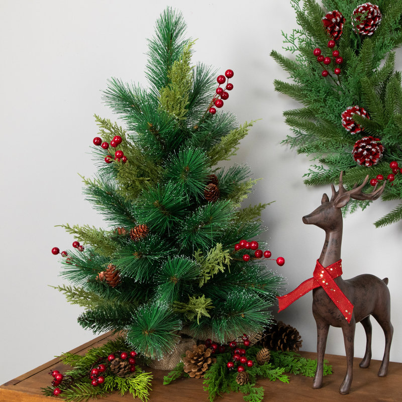 Spruce Pine Needle And Pinecone Artificial Mini Christmas Tree - 25" - Unlit