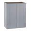 Armoire murale double en bois massif gris foncé à 2 portes et 3 tablettes pour le rangement de la cuisine, de la salle de bain, de la buanderie et des tablettes réglables prêtes à assembler (l 24 po x P 12 po x H 42 po)