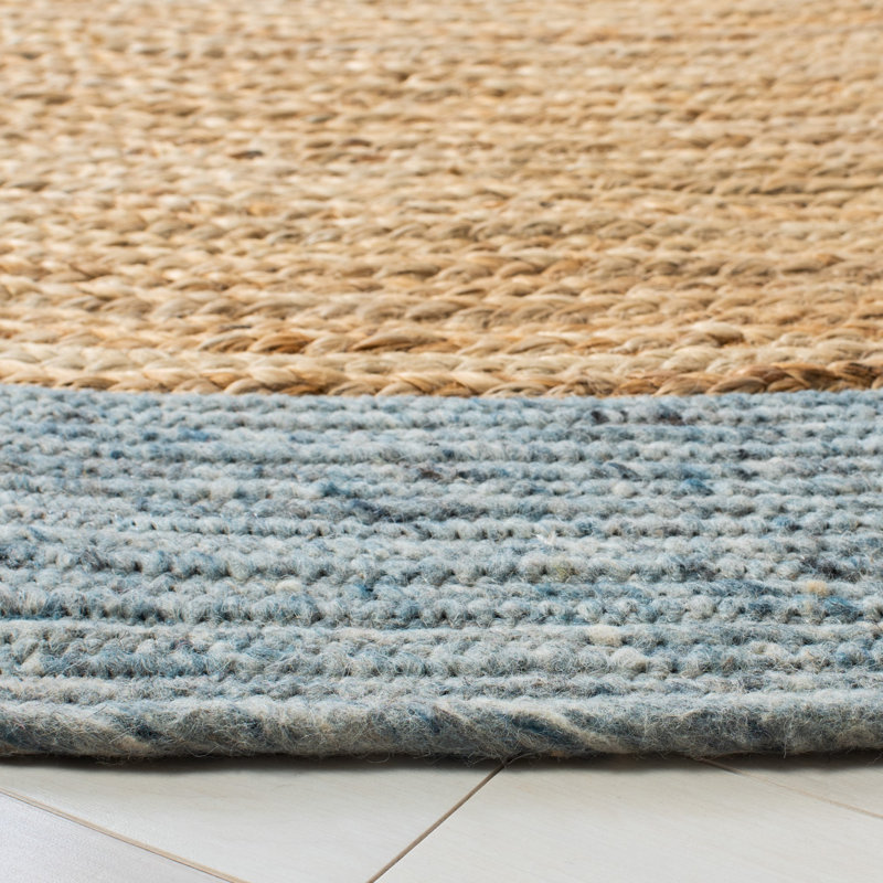 Manley Hand Woven Jute/Wool/Cotton Rug in Gold, Round 3'