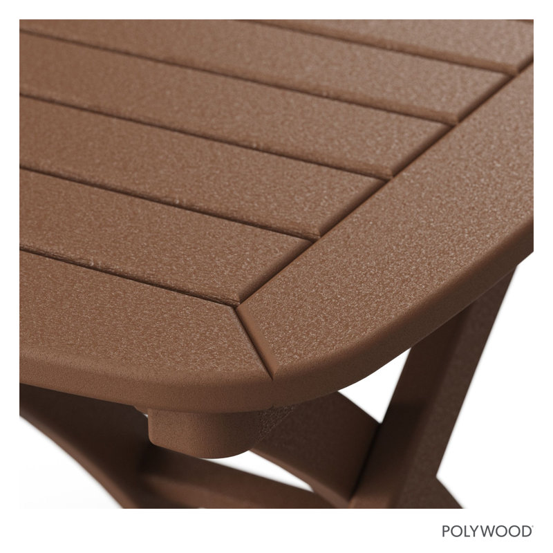 POLYWOOD Nautical 21" x 18" Side Table, Teak