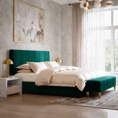 Velvet Upholstered Platform Bed With Storage Drawers, Floor-standing Design, Noise-free Sturdy Frame, Easy Assembly, No Box Spring Needed