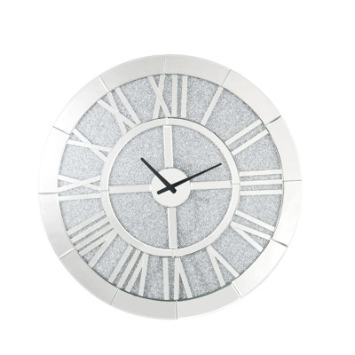 Joe Glam 31""Dia Round Wall Clock in Mirrored and Faux Diamonds -  Willa Arlo™ Interiors, DDA9515904ED45A283A07F86F6CFFF51