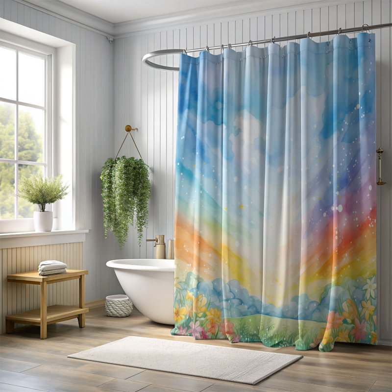 Rideau de douche standard 1 pièce Pastel Terrain, H 74 po x l 40 po