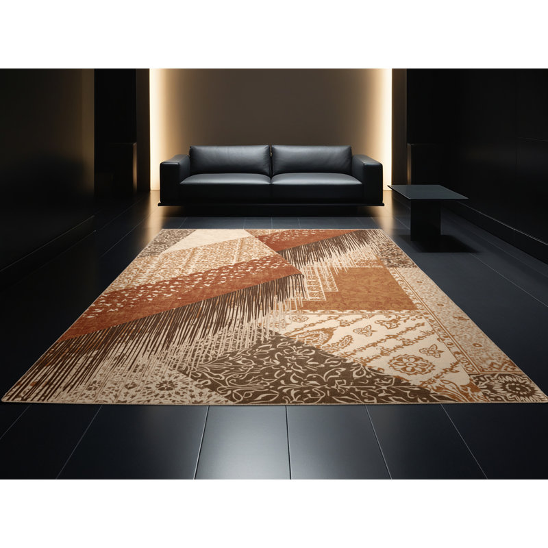 Tapis beige lavable à la machine Kymani, 5 x 7