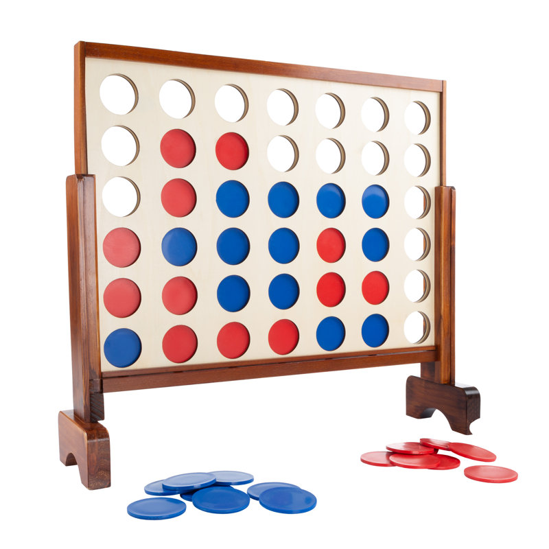 Hey Play 4-In-a-Row Family Game, Natural Finish