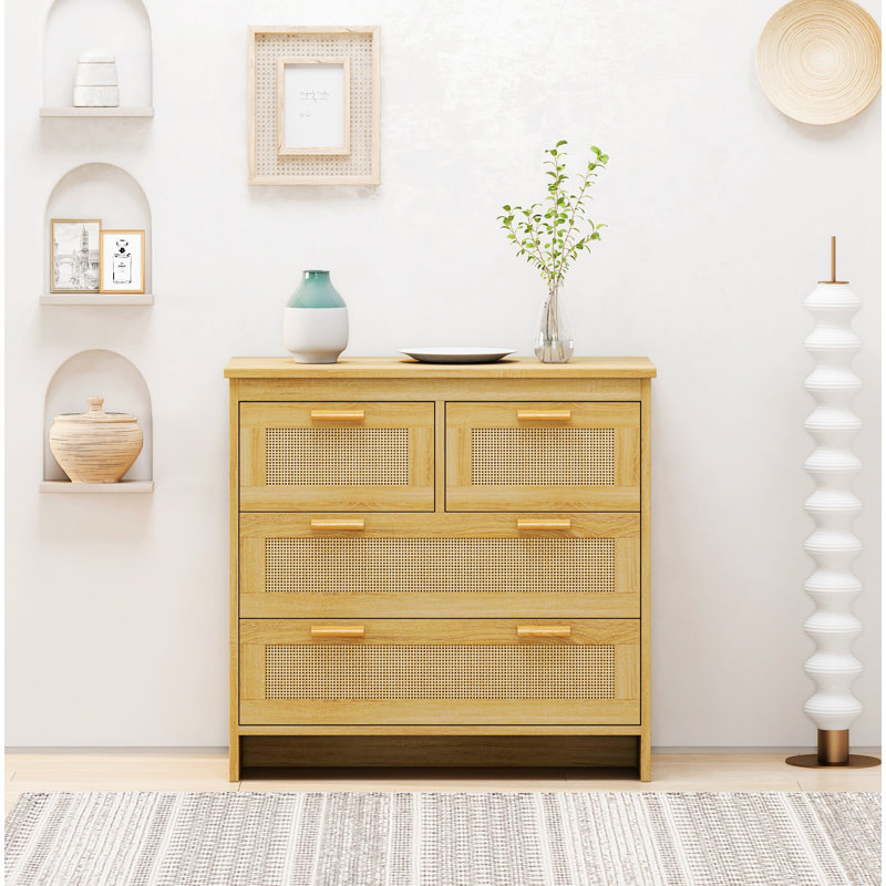 Commode en rotin à 4 tiroirs Vansant