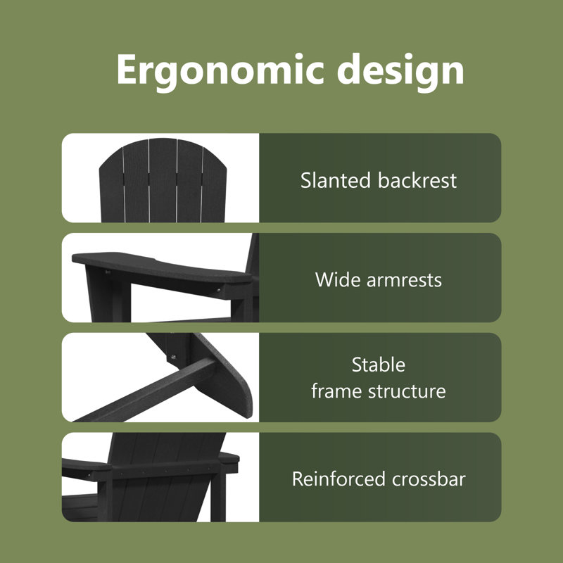 Outdoor Adirondack Chair, Black