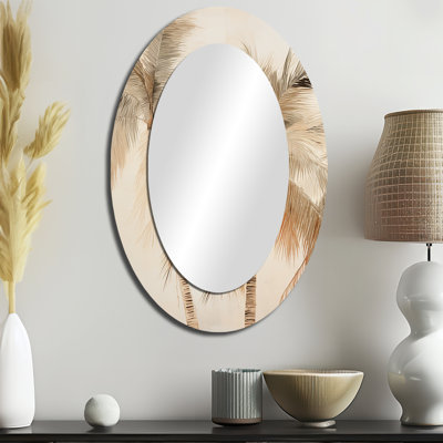 Minimalisme rétro tropicales tranquillité palmiers II - miroir décoratif ovale floral sur métal