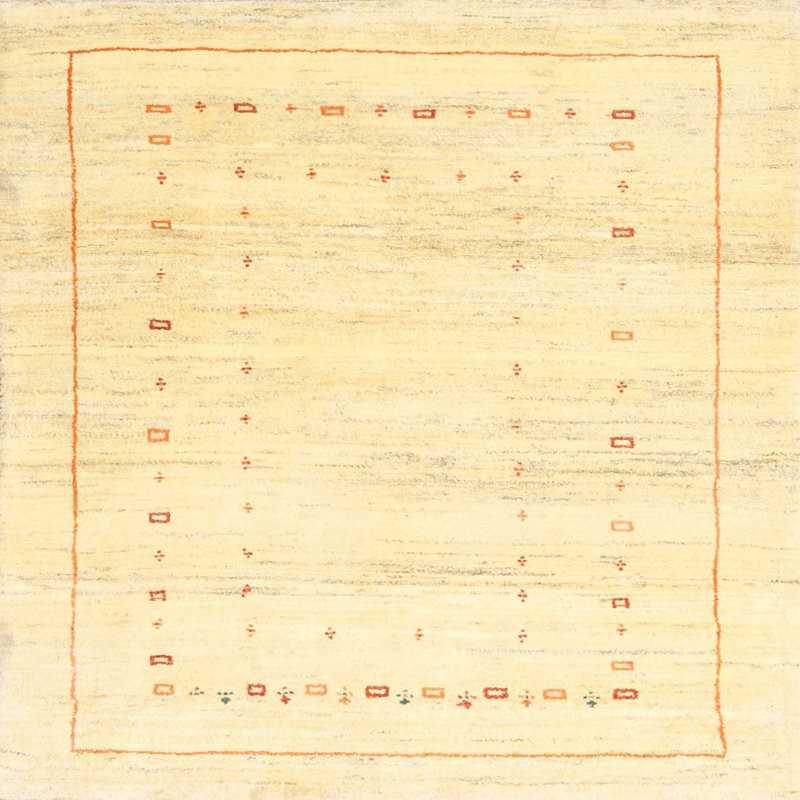 Tapis de zone jaune contemporaine, Carré 5 pi