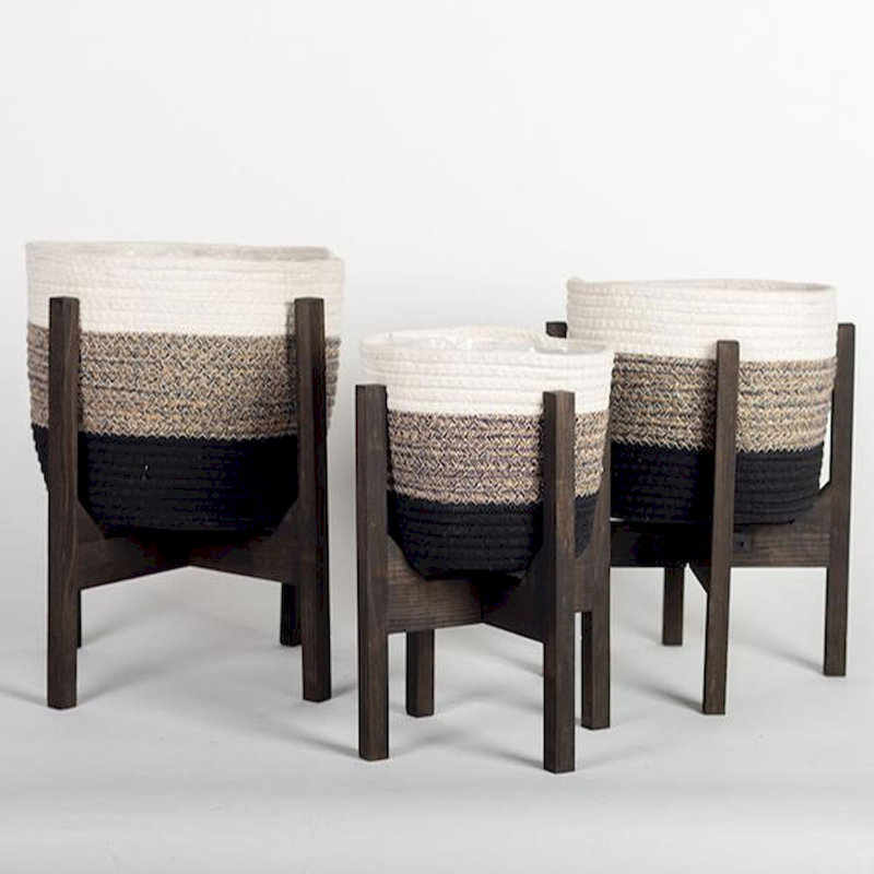 Ensemble de pots à fleurs 3 pièces Brubaker, Noir / Blanc / Gris