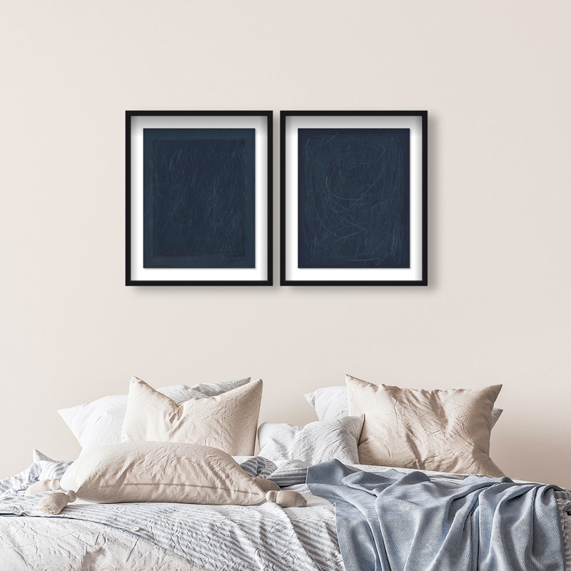 Deep Blue Set Set by Oliver Gal, 25.5"H x 31.5"W, Black Shadowbox
