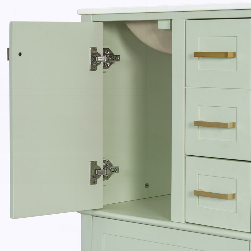 24.8" Bathroom Vanity with Ceramic Sink, Green