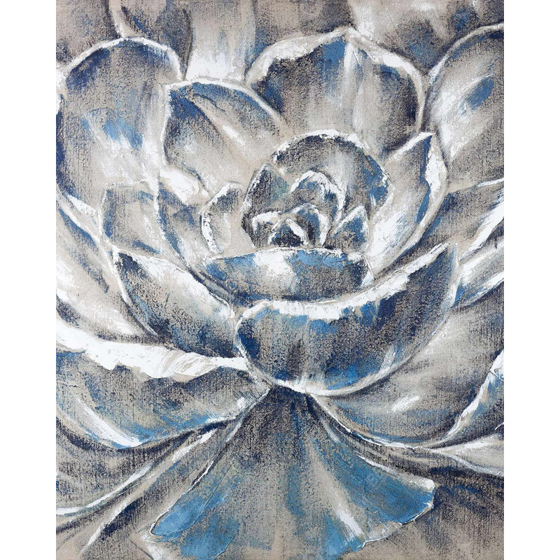 Gray and Blue Flower - Blue Office Canvas for Home Decor