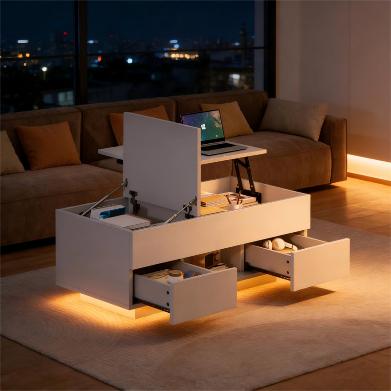 Coffee Table, White, White, White