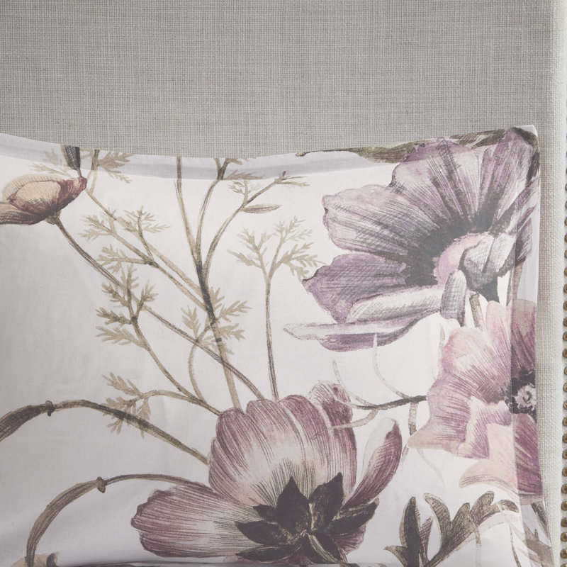 Cassandra 3 Piece Cotton Duvet Cover Set, Full/Queen Duvet Cover + 2 Standard Shams, Blush