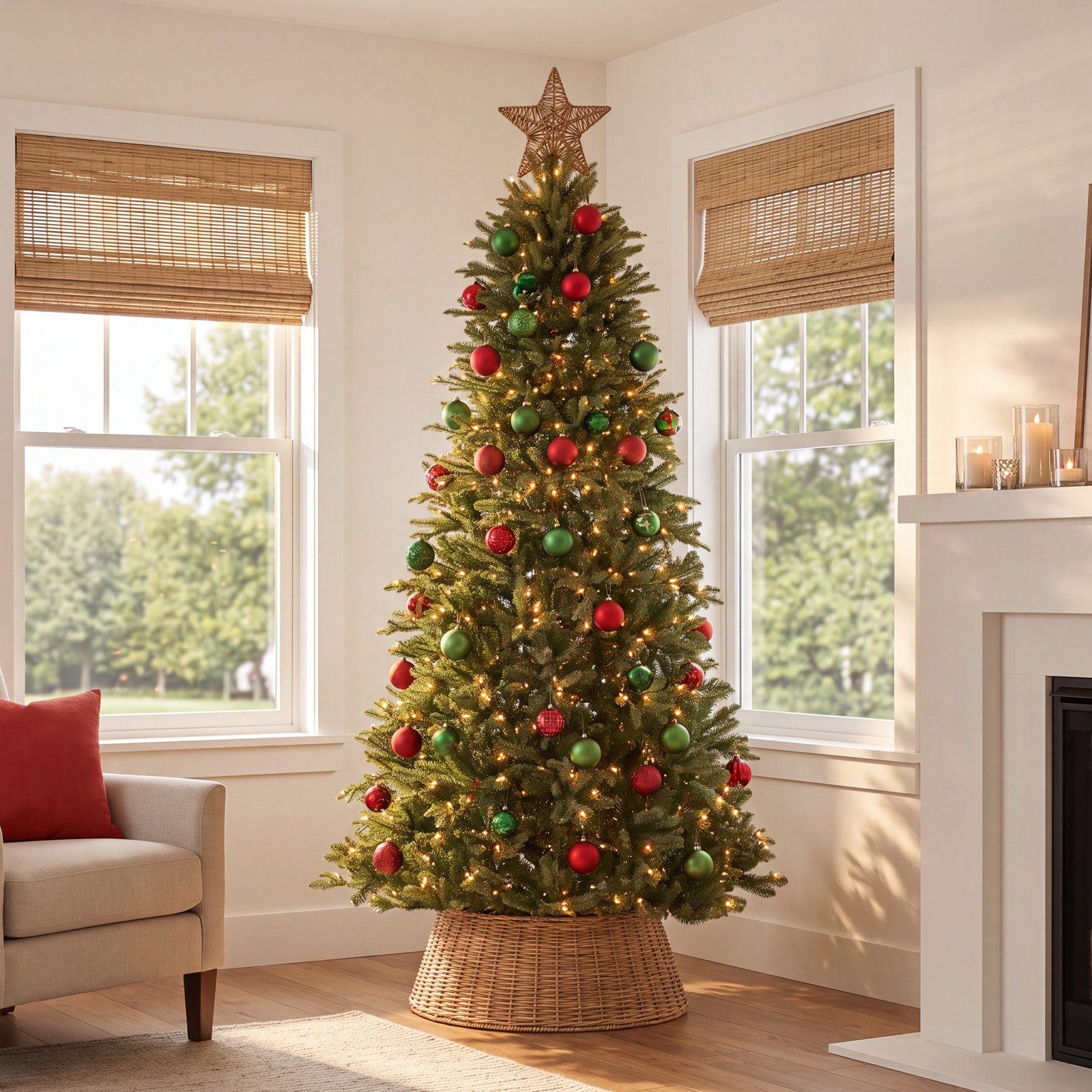 Adneta Lighted Artificial Fir Christmas Tree, 7.5'