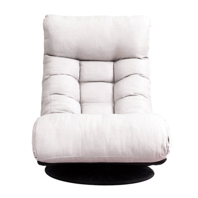 Foldable Lazy Reclining Chair, Saving Space And Offering Comfort Rotatable Chair For Bedroom - Adjustable Sections, Gray Linen