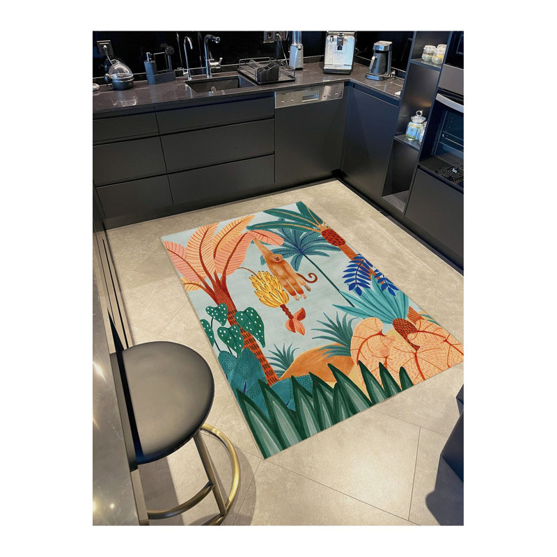 Tapis décoratif à motif de singe suspendu lavable, Sous-tapis rectangulaire de 3 pi 3 po x 4 pi 11 po
