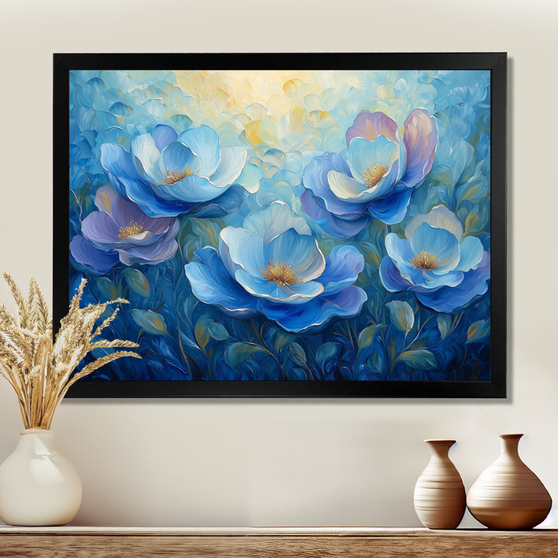 Art mural pivoines bleues en harmonie III - pivoines, Reproduction encadrée d'une seule photo, H 34 po x l 44 po
