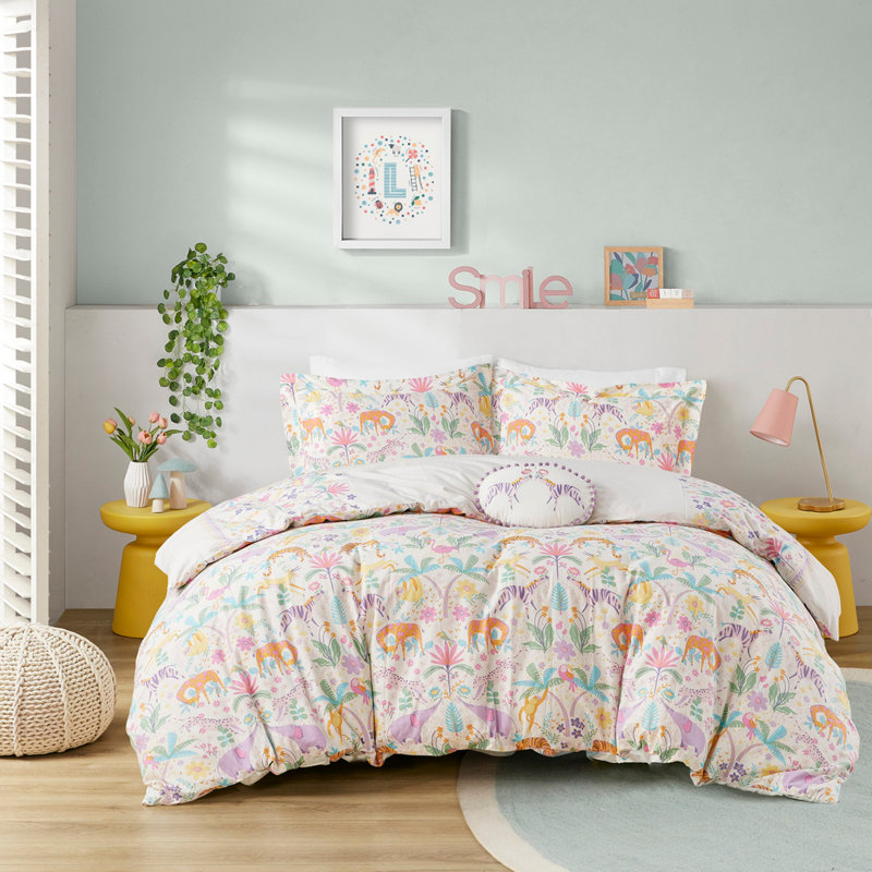 Ensemble de housse de couette réversible en coton double / grand avec oreiller décoratif