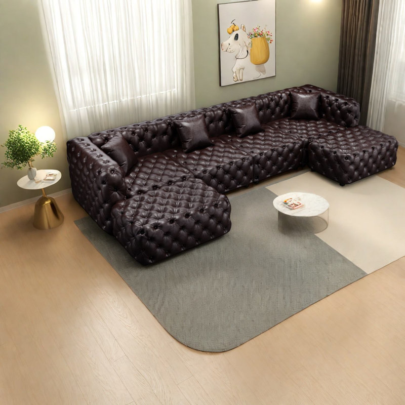 Canapé modulaire à compression 4 places en faux cuir