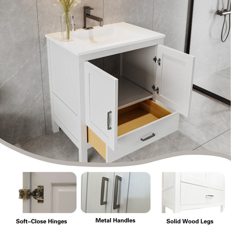 Meuble-lavabo blanc 36 po avec tiroir inférieur