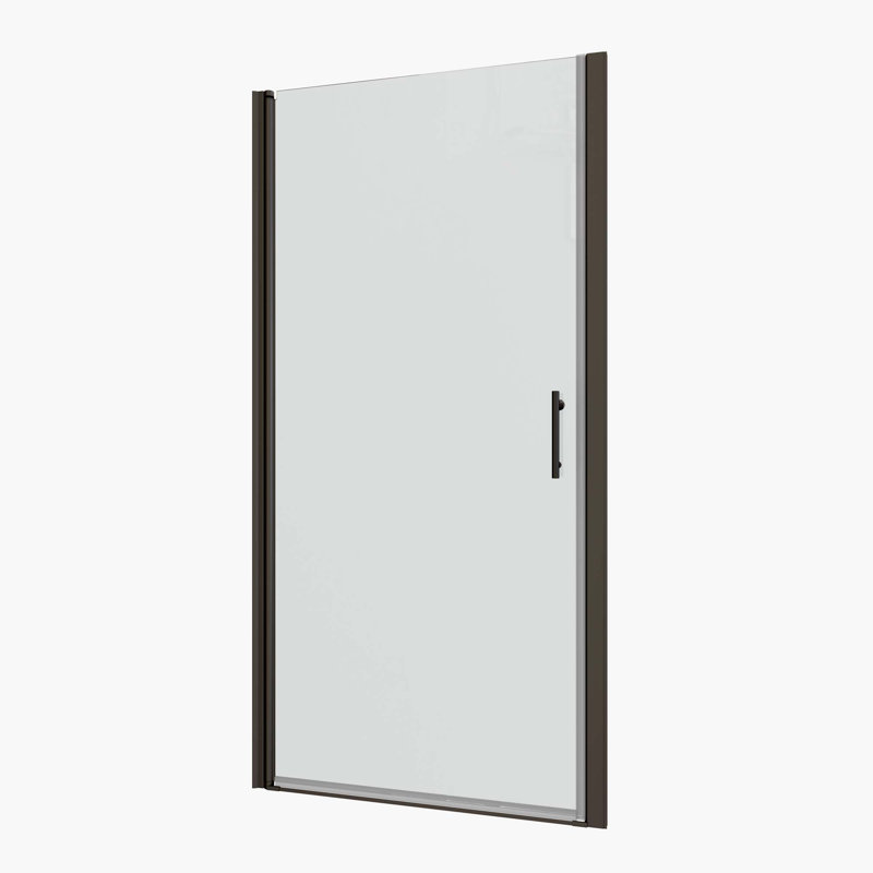 Universal Pivot Shower Door,Open Outside,With 1/4" Tempered Glass, Black